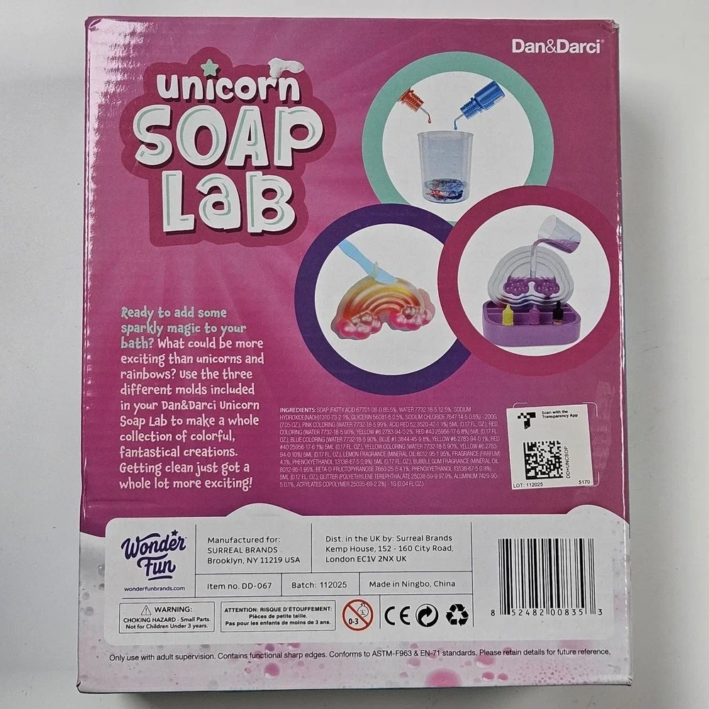 NEW Unicorn Soap Making Kit Girls Crafts DIY Project Age 6+  Kids Girl Dan&Darci